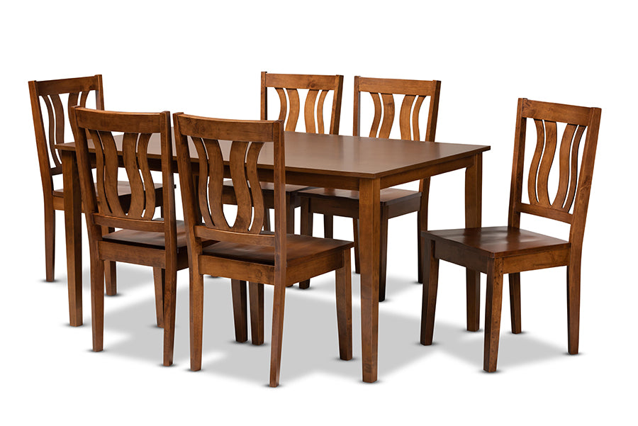 baxton studio zamira modern and contemporary transitional walnut brown finished wood 7 piece dining set | Modish Furniture Store-2