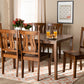 Baxton Studio Zamira Modern and Contemporary Transitional Walnut Brown Finished Wood 7-Piece Dining Set | Modishstore | Dining Sets