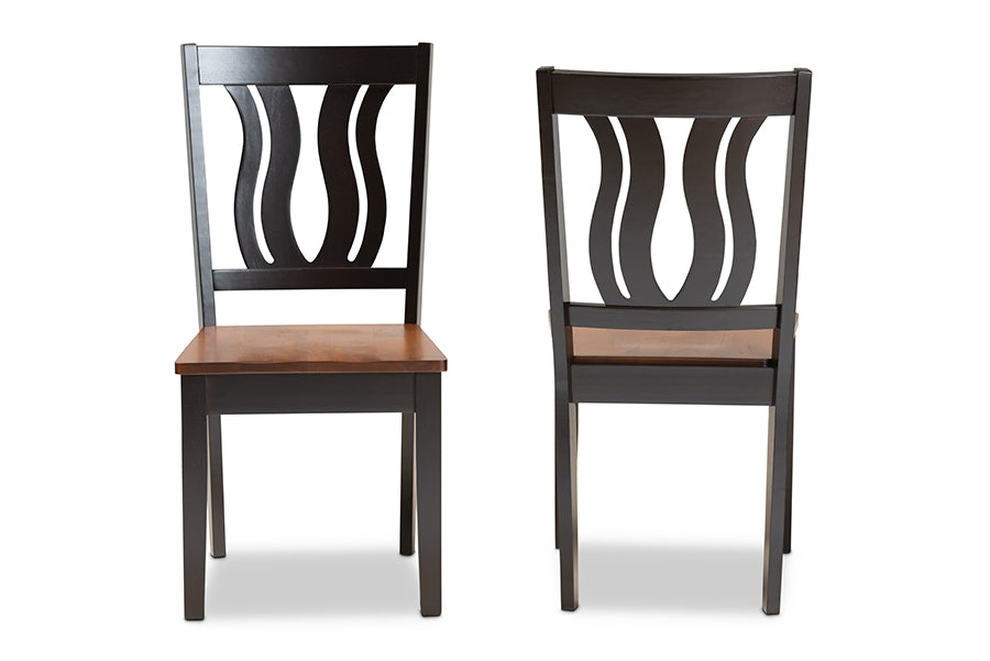 Baxton Studio Fenton Modern and Contemporary Transitional Two-Tone Dark Brown and Walnut Brown Finished Wood 2-Piece Dining Chair Set | Dining Chairs | Modishstore - 6