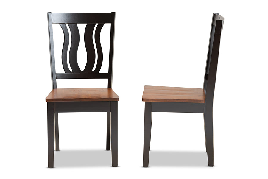 Baxton Studio Fenton Modern and Contemporary Transitional Two-Tone Dark Brown and Walnut Brown Finished Wood 2-Piece Dining Chair Set | Dining Chairs | Modishstore - 5
