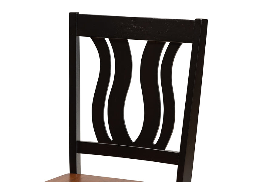 Baxton Studio Fenton Modern and Contemporary Transitional Two-Tone Dark Brown and Walnut Brown Finished Wood 2-Piece Dining Chair Set | Dining Chairs | Modishstore - 4