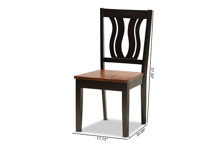 Baxton Studio Fenton Modern and Contemporary Transitional Two-Tone Dark Brown and Walnut Brown Finished Wood 2-Piece Dining Chair Set | Dining Chairs | Modishstore - 7