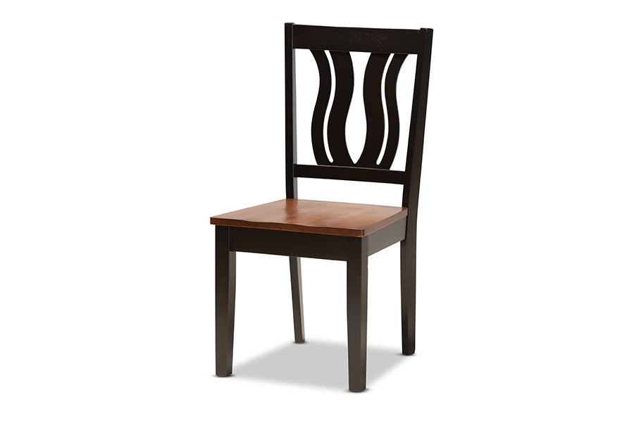 baxton studio zamira modern and contemporary transitional two tone dark brown and walnut brown finished wood 5 piece dining set | Modish Furniture Store-3