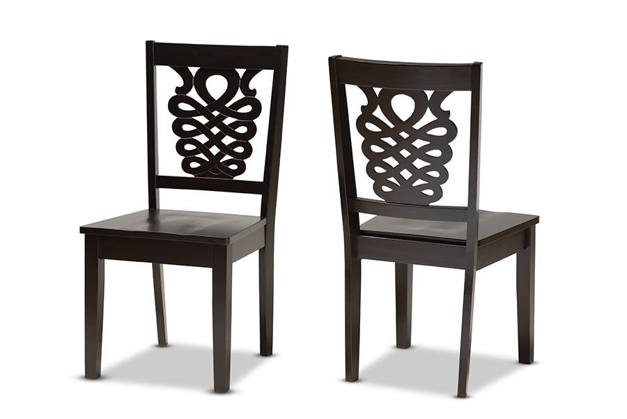 Baxton Studio Gervais Modern and Contemporary Transitional Dark Brown Finished Wood 2-Piece Dining Chair Set | Modishstore | Dining Chairs - 7