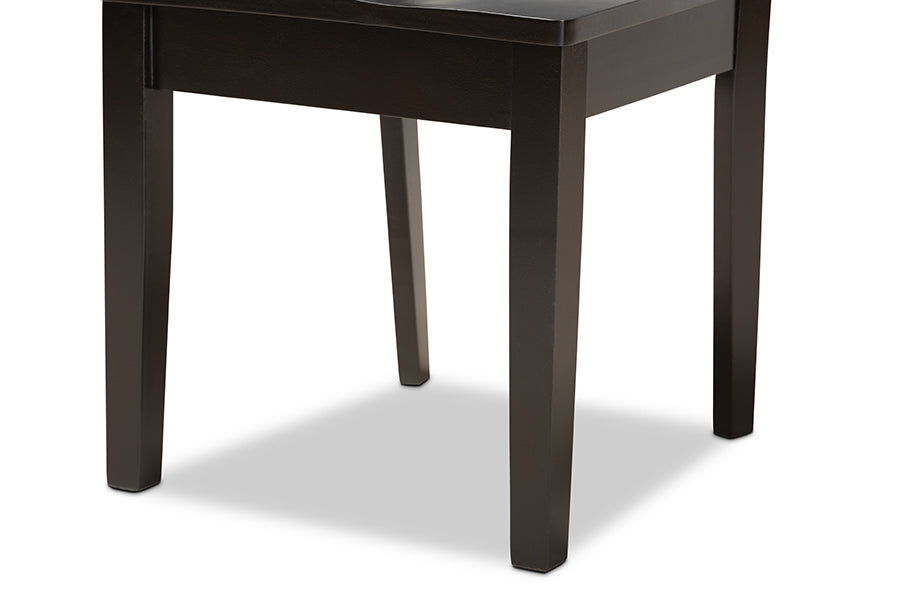 Baxton Studio Liese Modern and Contemporary Transitional Dark Brown Finished Wood 5-Piece Dining Set | Dining Sets | Modishstore - 4