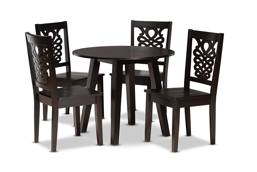 baxton studio mina modern and contemporary transitional dark brown finished wood 5 piece dining set | Modish Furniture Store-2