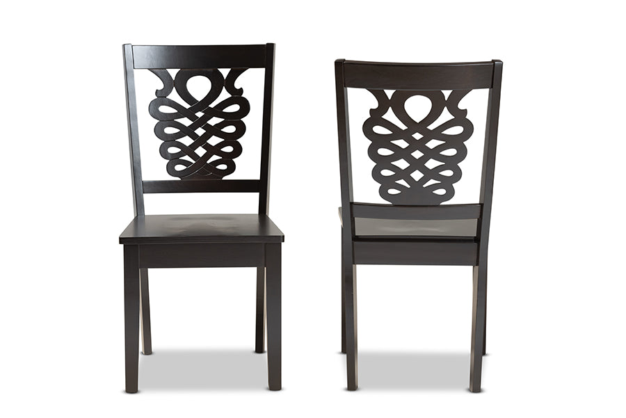 Baxton Studio Gervais Modern and Contemporary Transitional Dark Brown Finished Wood 2-Piece Dining Chair Set | Modishstore | Dining Chairs - 6