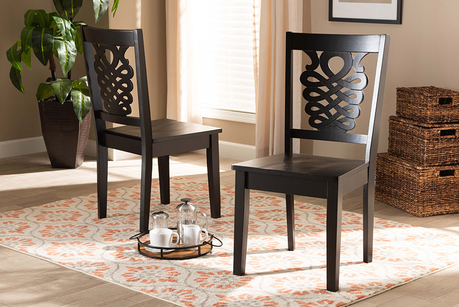 Baxton Studio Gervais Modern and Contemporary Transitional Dark Brown Finished Wood 2-Piece Dining Chair Set | Modishstore | Dining Chairs - 5