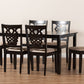 Baxton Studio Gervais Modern and Contemporary Sand Fabric Upholstered and Dark Brown Finished Wood 7-Piece Dining Set | Dining Sets | Modishstore - 3