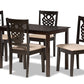 baxton studio gervais modern and contemporary sand fabric upholstered and dark brown finished wood 5 piece dining set | Modish Furniture Store-2