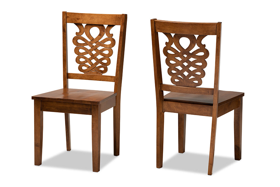 Baxton Studio Gervais Modern and Contemporary Transitional Walnut Brown Finished Wood 2-Piece Dining Chair Set | Modishstore | Dining Chairs - 4