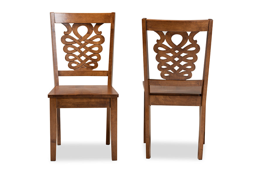 Baxton Studio Gervais Modern and Contemporary Transitional Walnut Brown Finished Wood 2-Piece Dining Chair Set | Modishstore | Dining Chairs - 3