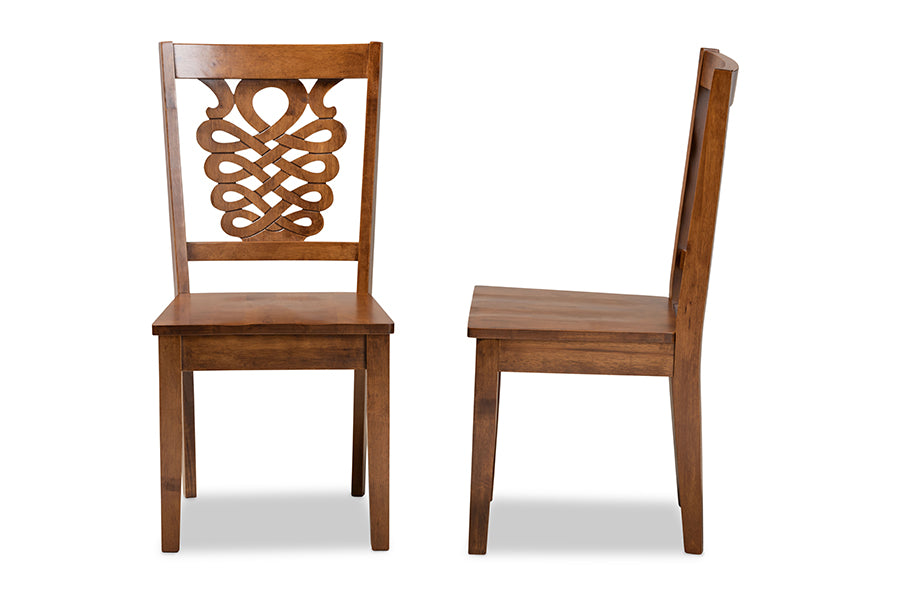 Baxton Studio Gervais Modern and Contemporary Transitional Walnut Brown Finished Wood 2-Piece Dining Chair Set | Modishstore | Dining Chairs - 2