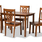 baxton studio luisa modern and contemporary transitional walnut brown finished wood 5 piece dining set | Modish Furniture Store-2