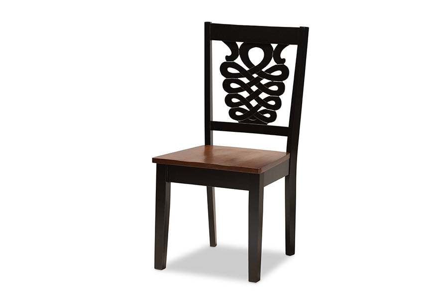 baxton studio mina modern and contemporary transitional two tone dark brown and walnut brown finished wood 5 piece dining set | Modish Furniture Store-3