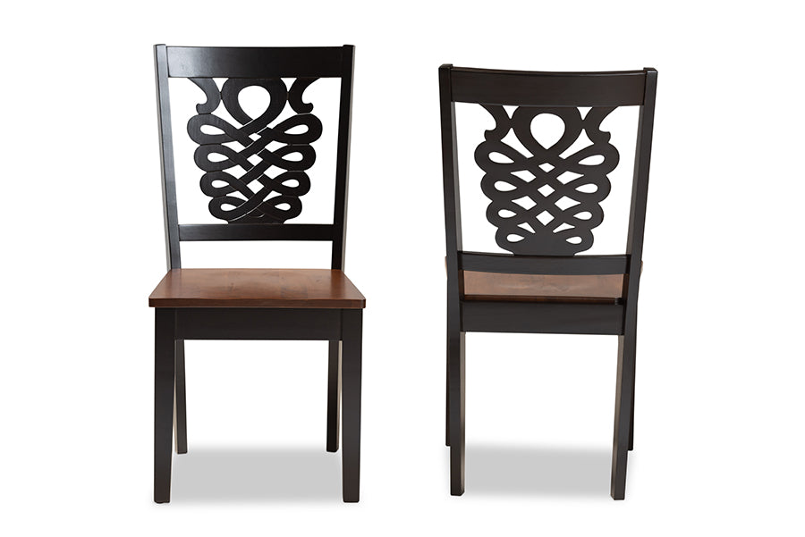 Baxton Studio Gervais Modern and Contemporary Transitional Dark Brown Finished Wood 2-Piece Dining Chair Set | Modishstore | Dining Chairs - 3