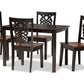 baxton studio luisa modern and contemporary two tone dark brown and walnut brown finished wood 5 piece dining set | Modish Furniture Store-2