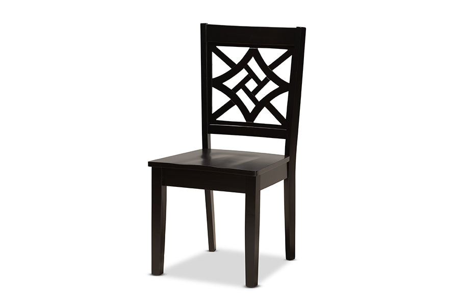 baxton studio rava modern and contemporary dark brown finished wood 5 piece dining set | Modish Furniture Store-3