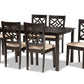 baxton studio nicolette modern and contemporary sand fabric upholstered and dark brown finished wood 7 piece dining set | Modish Furniture Store-2