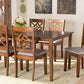 Baxton Studio Nicolette Modern and Contemporary Grey Fabric Upholstered and Walnut Brown Finished Wood 7-Piece Dining Set | Modishstore | Dining Sets