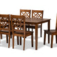 baxton studio nicolette modern and contemporary walnut brown finished wood 7 piece dining set | Modish Furniture Store-2