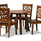 baxton studio rava modern and contemporary walnut brown finished wood 5 piece dining set | Modish Furniture Store-2
