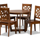 baxton studio brava modern and contemporary walnut brown finished wood 5 piece dining set | Modish Furniture Store-2
