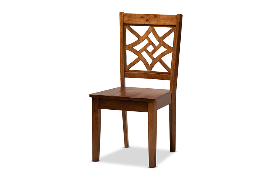 baxton studio nicolette modern and contemporary walnut brown finished wood 5 piece dining set | Modish Furniture Store-3