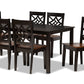 baxton studio nicolette modern and contemporary two tone dark brown and walnut brown finished wood 7 piece dining set | Modish Furniture Store-2