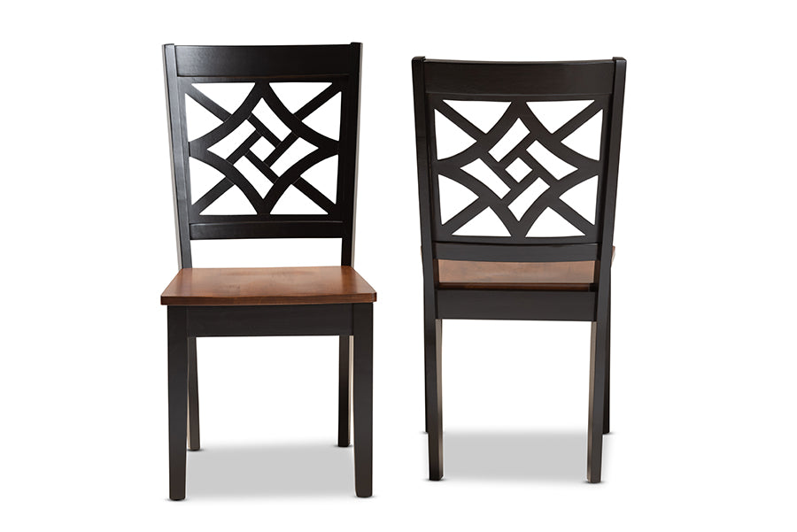 Baxton Studio Nicolette Modern and Contemporary Two-Tone Dark Brown and Walnut Brown Finished Wood 2-Piece Dining Chair Set | Modishstore | Dining Chairs - 3
