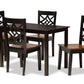 baxton studio nicolette modern and contemporary two tone dark brown and walnut brown finished wood 5 piece dining set | Modish Furniture Store-2