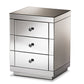 baxton studio arnold contemporary glam and luxe mirrored 3 drawer nightstand | Modish Furniture Store-2