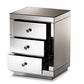 baxton studio arnold contemporary glam and luxe mirrored 3 drawer nightstand | Modish Furniture Store-3