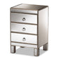 baxton studio ewan contemporary glam and luxe mirrored 3 drawer nightstand | Modish Furniture Store-2