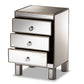 baxton studio ewan contemporary glam and luxe mirrored 3 drawer nightstand | Modish Furniture Store-3