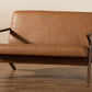 Baxton Studio Bianca Mid-Century Modern Walnut Brown Finished Wood and Tan Faux Leather Effect Loveseat | Loveseats | Modishstore - 3