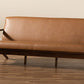 Baxton Studio Bianca Mid-Century Modern Walnut Brown Finished Wood and Tan Faux Leather Effect Sofa | Sofas | Modishstore - 3