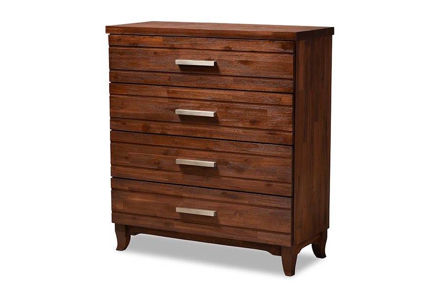 baxton studio ella modern and contemporary warm oak brown finished wood 4 drawer chest | Modish Furniture Store-2