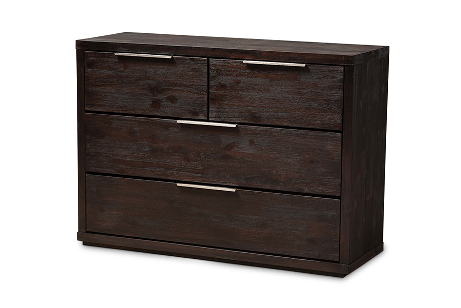 baxton studio titus modern and contemporary dark brown finished wood 4 drawer dresser | Modish Furniture Store-2