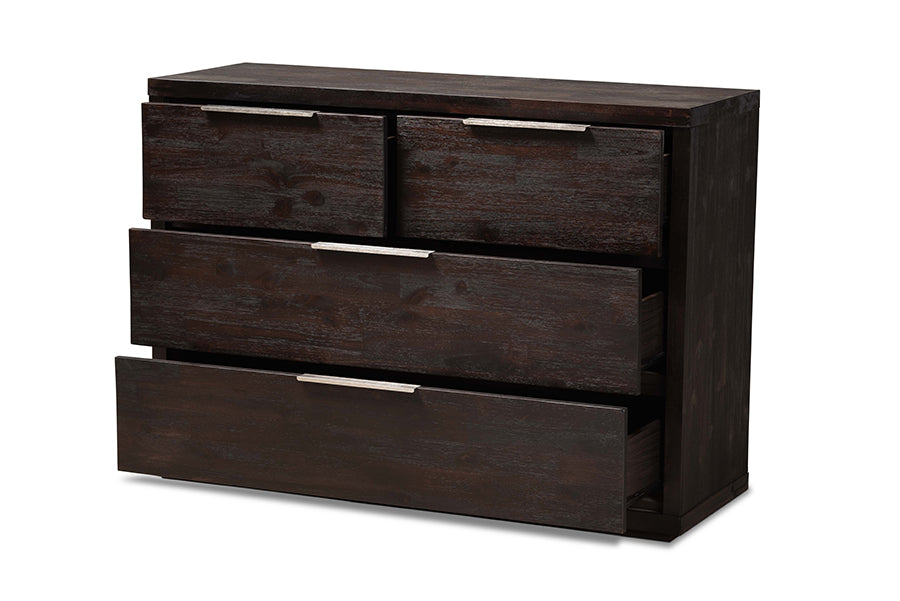 baxton studio titus modern and contemporary dark brown finished wood 4 drawer dresser | Modish Furniture Store-3