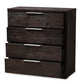 baxton studio titus modern and contemporary dark brown finished wood 4 drawer chest | Modish Furniture Store-3