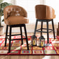 baxton studio theron modern and contemporary transitional tan faux leather upholstered and dark brown finished wood 2 piece swivel bar stool set | Modish Furniture Store-2
