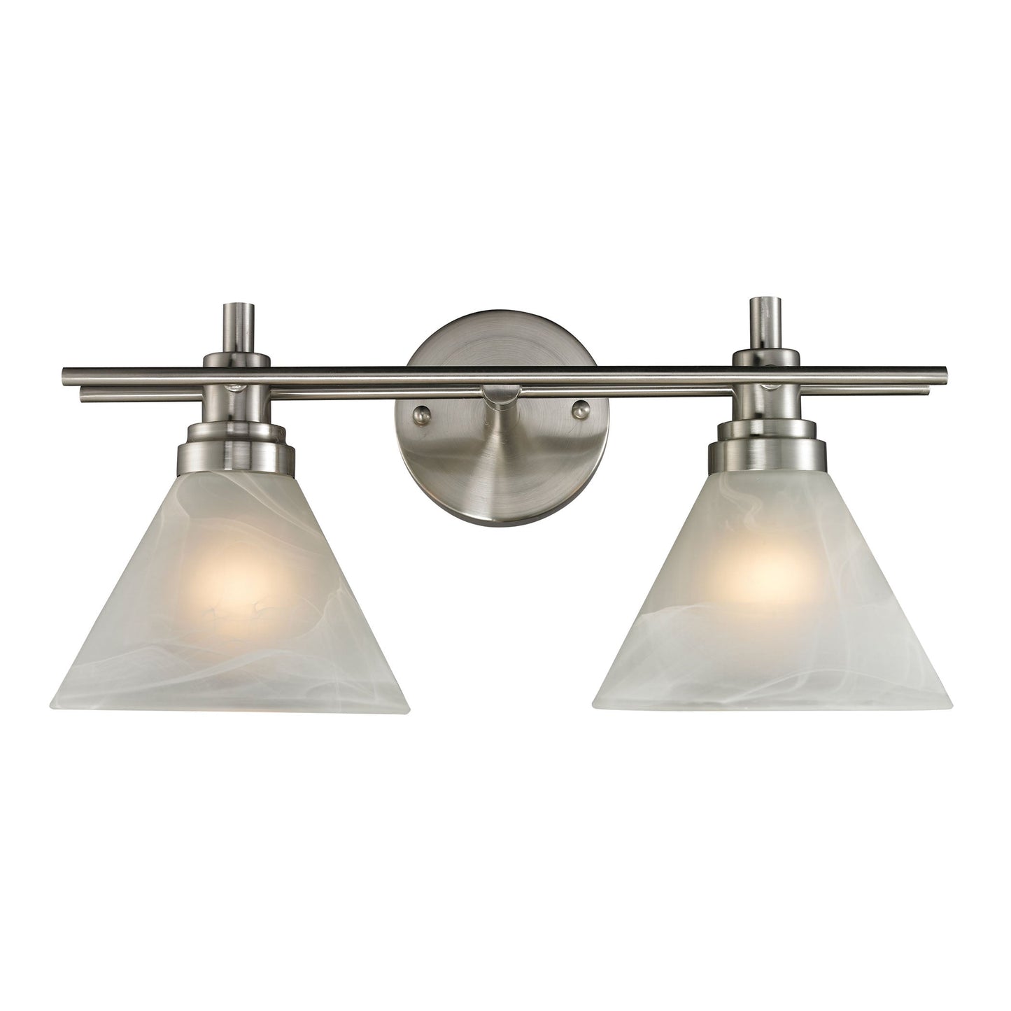 Pemberton 2-Light Vanity Lamp in Brushed Nickel with White Marbleized Glass ELK Lighting | Vanity Light | Modishstore