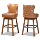 Baxton Studio Gradisca Modern and Contemporary Tan Faux Leather Upholstered and Walnut Brown Finished Wood 2-Piece Swivel Bar Stool Set | Bar Stools | Modishstore - 2