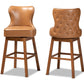 Baxton Studio Gradisca Modern and Contemporary Tan Faux Leather Upholstered and Walnut Brown Finished Wood 2-Piece Swivel Bar Stool Set | Bar Stools | Modishstore - 8