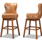 Baxton Studio Gradisca Modern and Contemporary Tan Faux Leather Upholstered and Walnut Brown Finished Wood 2-Piece Swivel Bar Stool Set | Bar Stools | Modishstore - 7