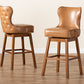 Baxton Studio Gradisca Modern and Contemporary Tan Faux Leather Upholstered and Walnut Brown Finished Wood 2-Piece Swivel Bar Stool Set | Bar Stools | Modishstore - 3