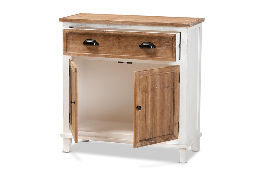 Baxton Studio Glynn Rustic Farmhouse Weathered Two-Tone White and Oak Brown Finished Wood 2-Door Storage Cabinet | Cabinets | Modishstore - 7