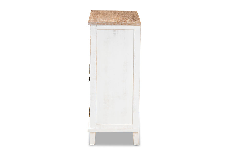 Baxton Studio Glynn Rustic Farmhouse Weathered Two-Tone White and Oak Brown Finished Wood 2-Door Storage Cabinet | Cabinets | Modishstore - 5