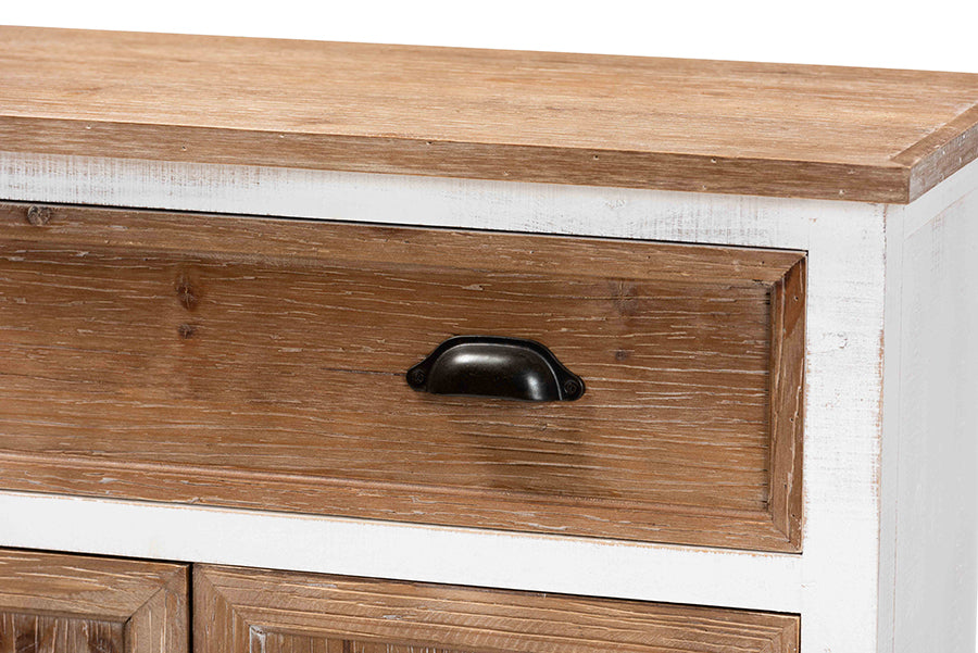 Baxton Studio Glynn Rustic Farmhouse Weathered Two-Tone White and Oak Brown Finished Wood 2-Door Storage Cabinet | Cabinets | Modishstore - 4